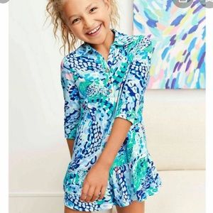 LILY PULITZER girls “Amelia polo dress” turquoise blue-Large (8-10)